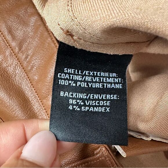 7 For All Mankind High Rise Skinny Vegan Leather Pants in Camel Sz Small - Picture 7 of 17